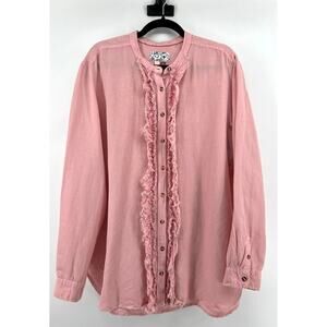 Pilcro Ruffle Button Down Linen Blouse Women's Size XL Western Boho